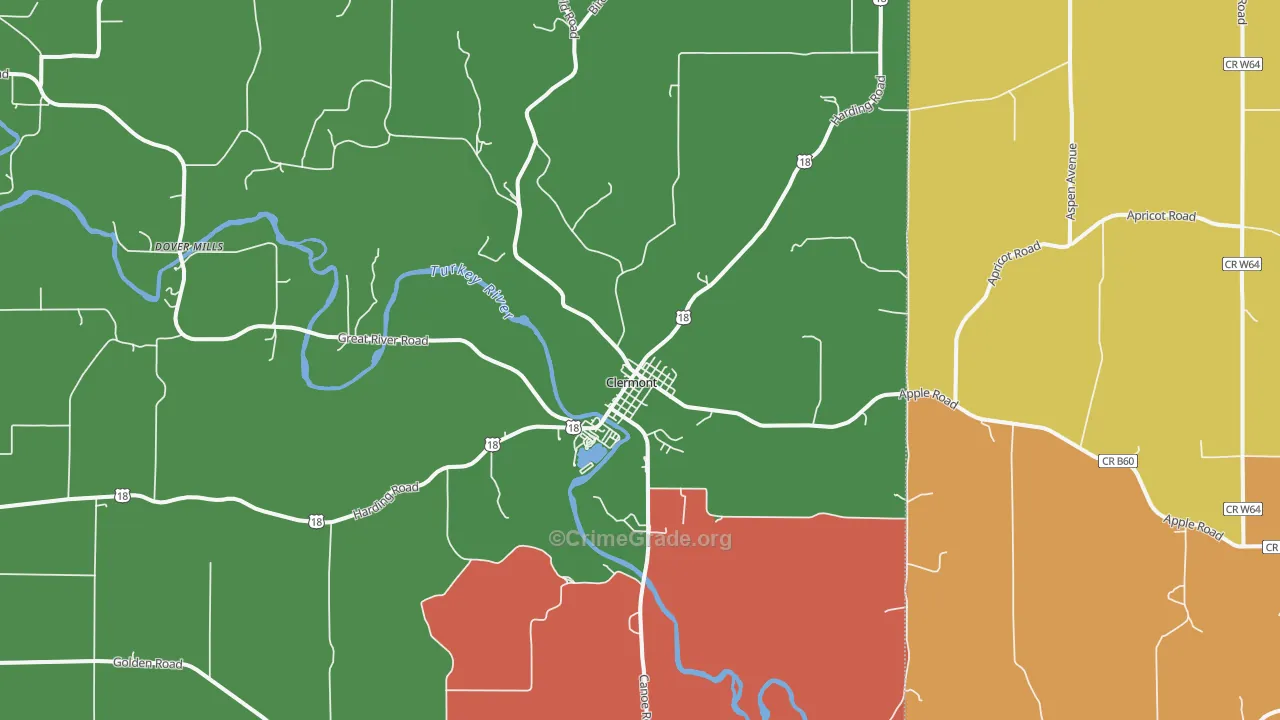 Clermont, IA Map of Murder Rates