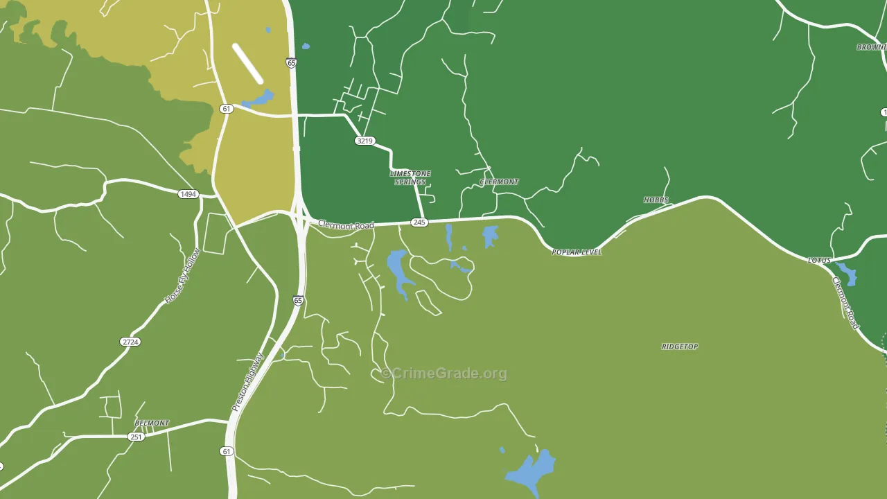 Clermont, KY Map of Murder Rates