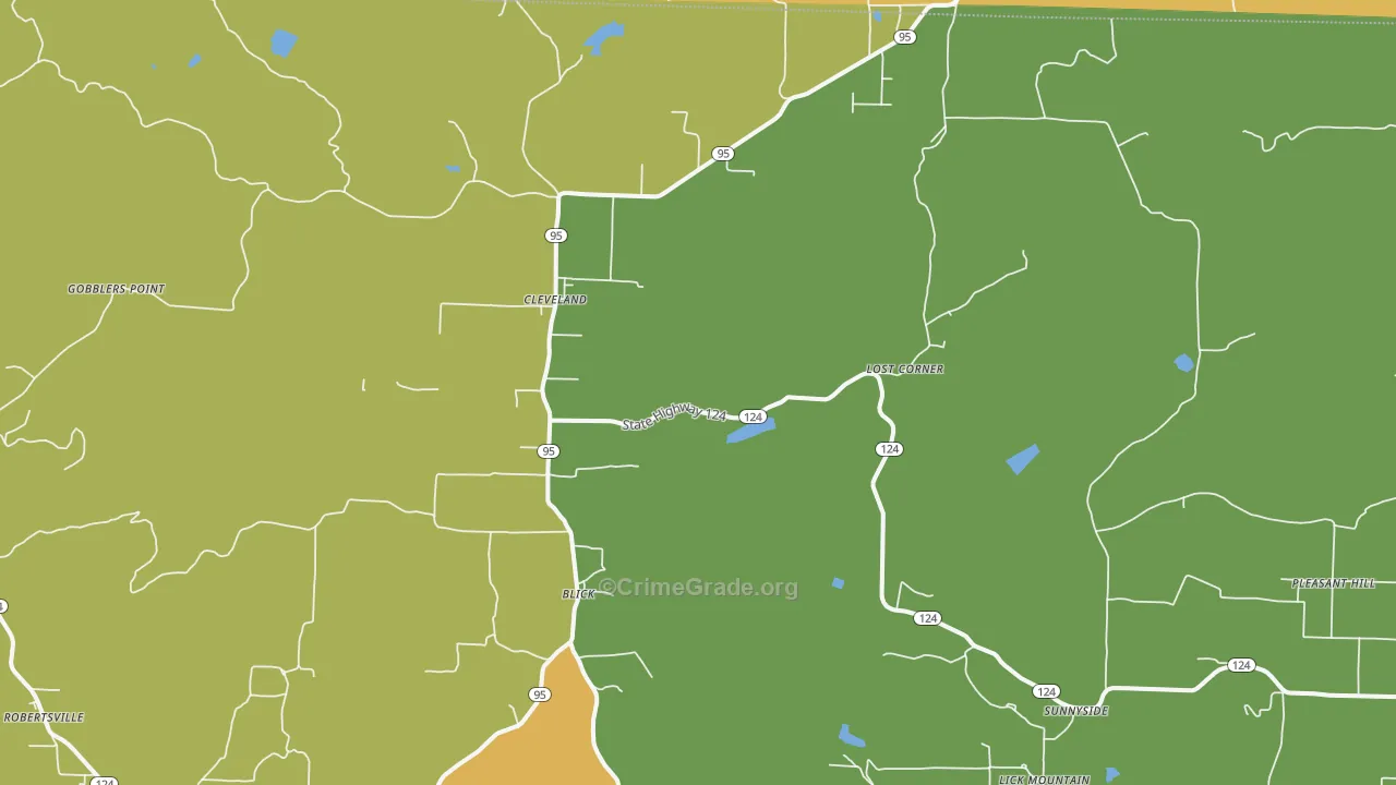 Cleveland, AR Map of Murder Rates