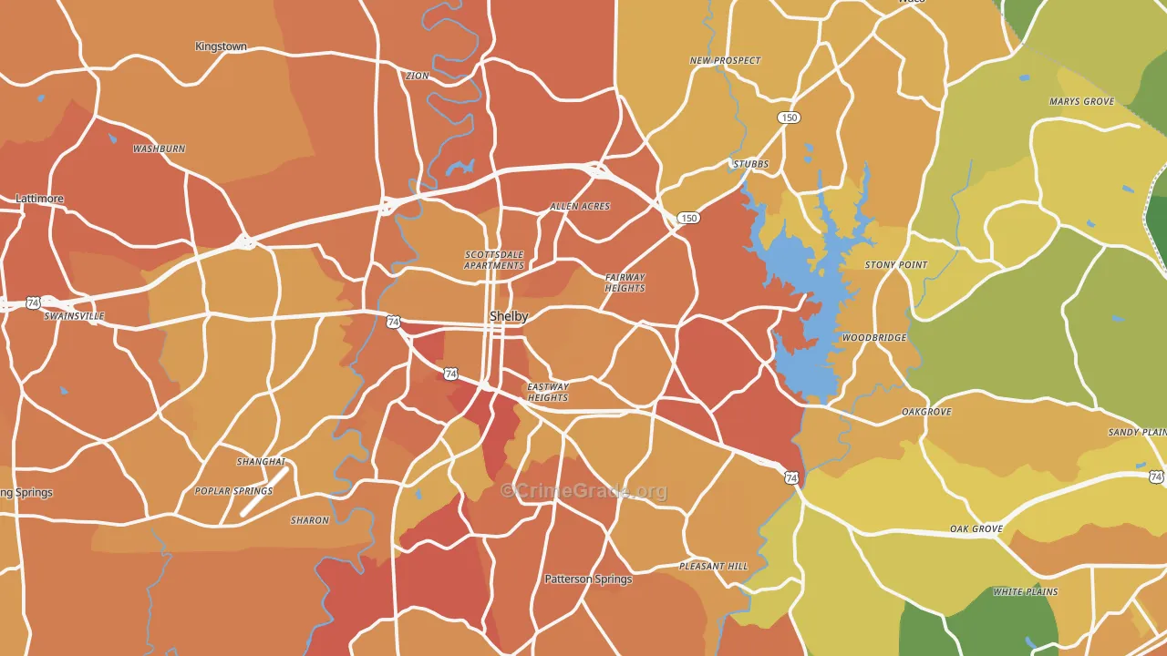 Cleveland County, NC Map of Murder Rates