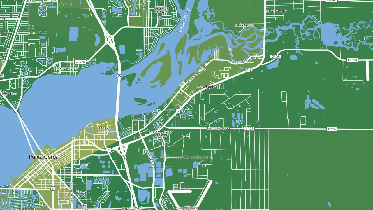 Cleveland, FL Map of Murder Rates