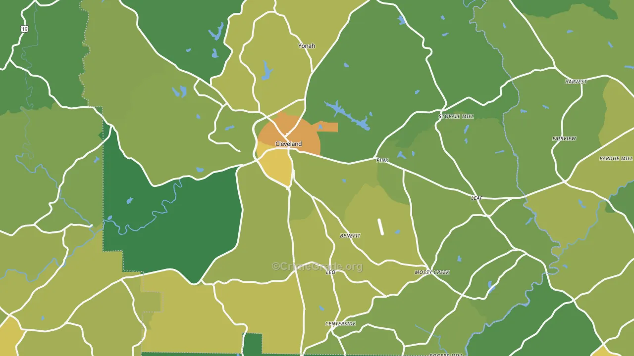 Cleveland, GA Map of Murder Rates