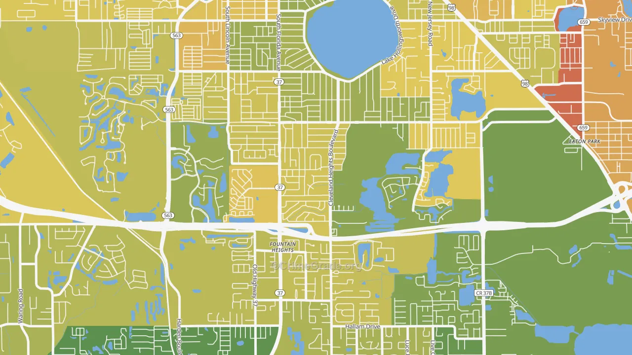 Cleveland Heights, Lakeland, FL Map of Murder Rates