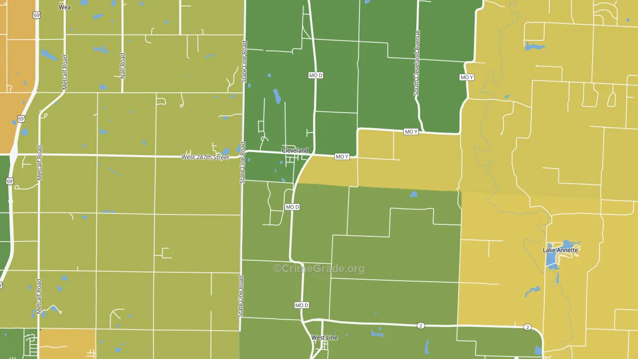 Cleveland, MO Map of Murder Rates