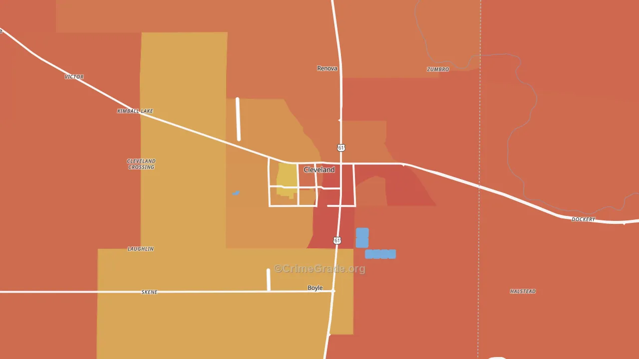 Cleveland, MS Map of Murder Rates