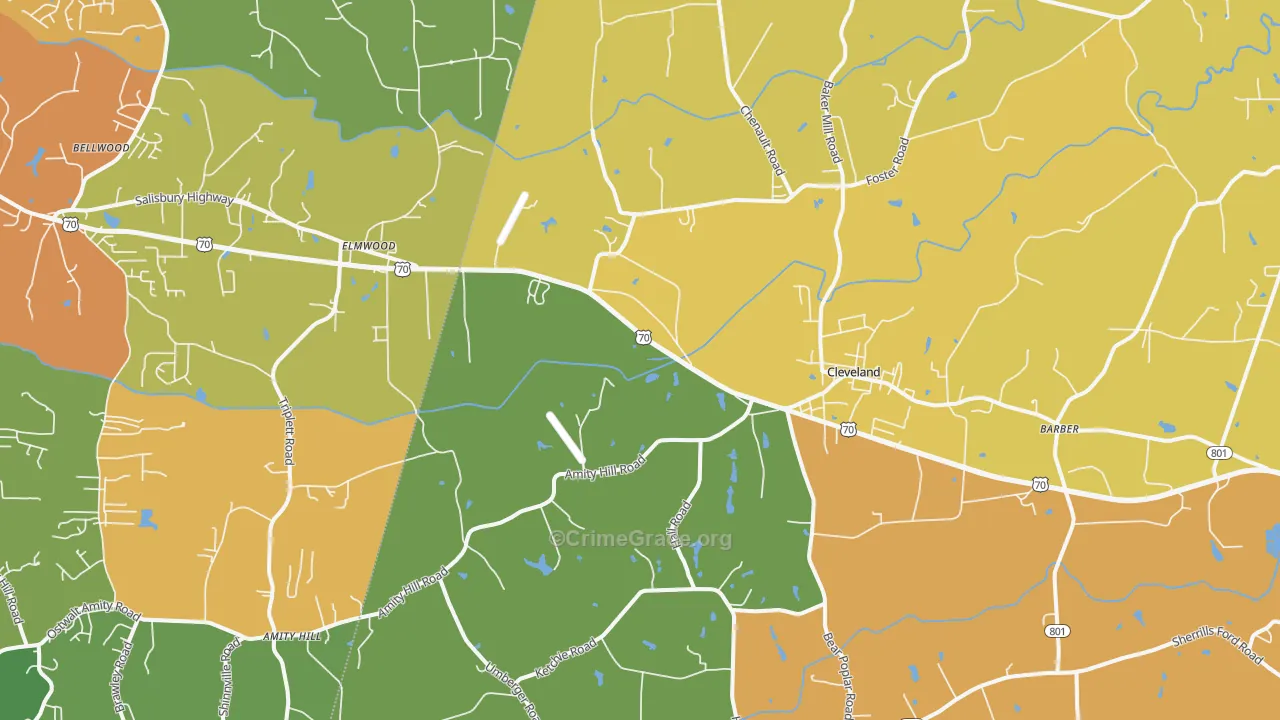 Cleveland, NC Map of Murder Rates