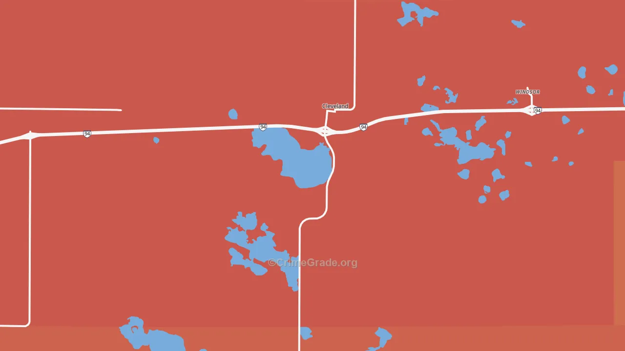 Cleveland, ND Map of Murder Rates