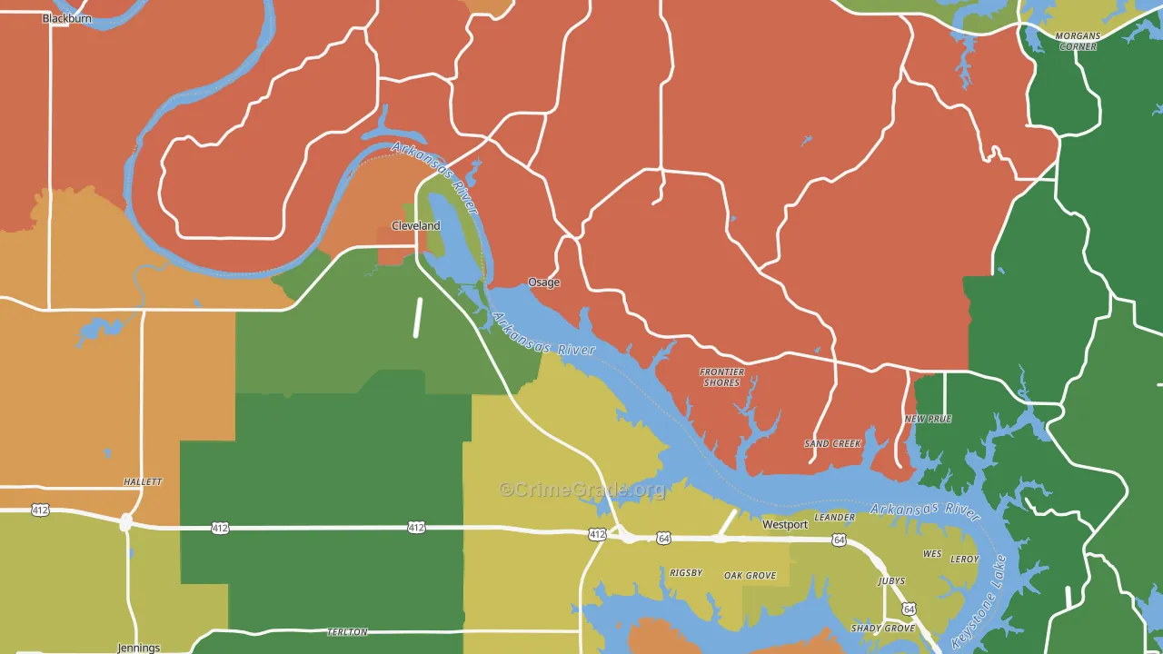 Cleveland, OK Map of Murder Rates