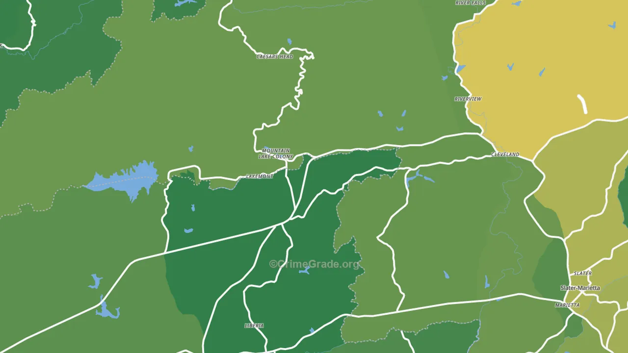 Cleveland, SC Map of Murder Rates