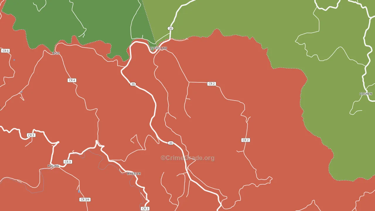 Cleveland, WV Map of Murder Rates