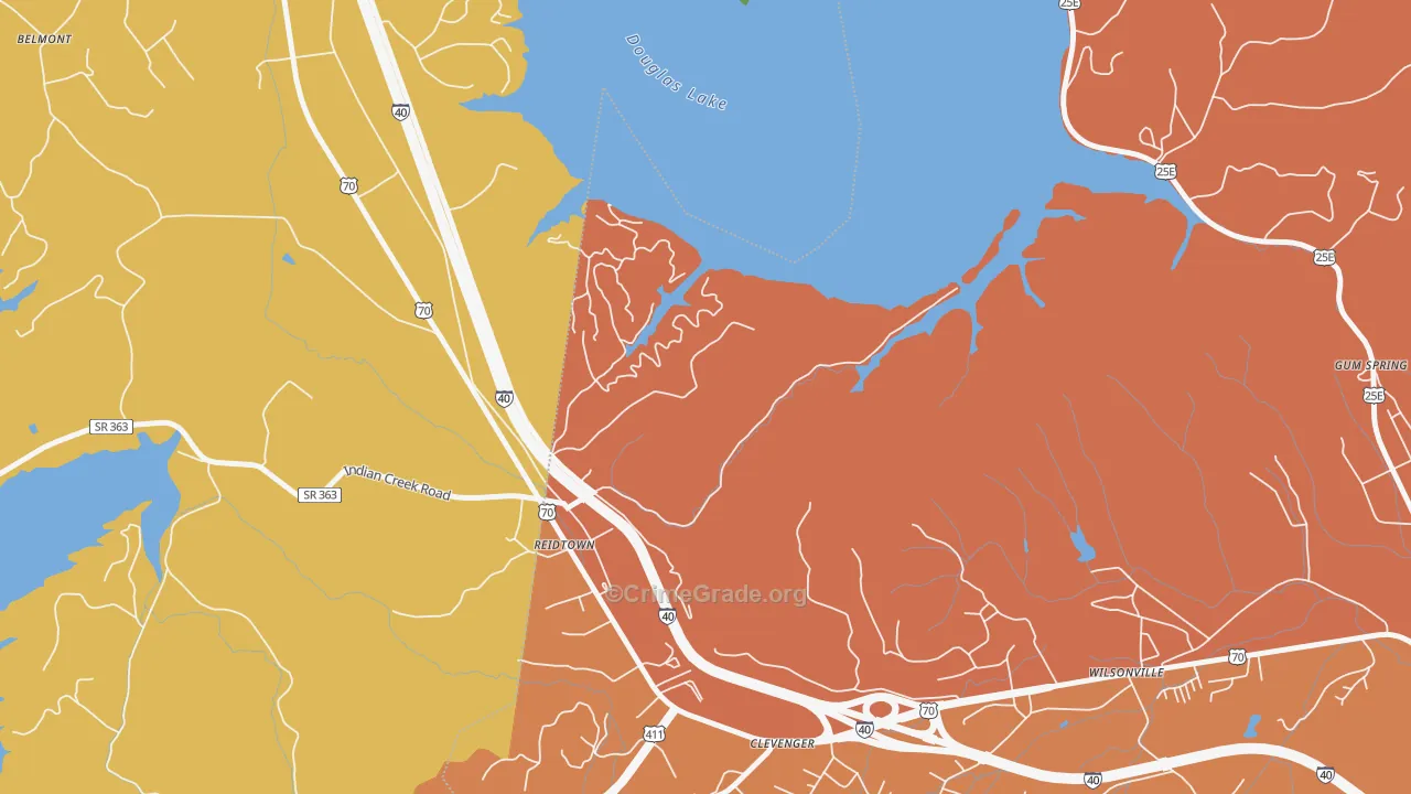 Clevenger, TN Map of Murder Rates