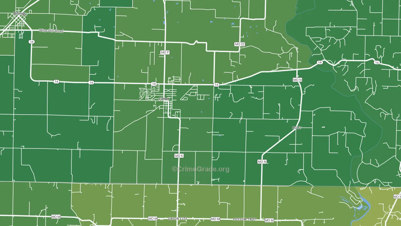 Clever, MO Map of Murder Rates
