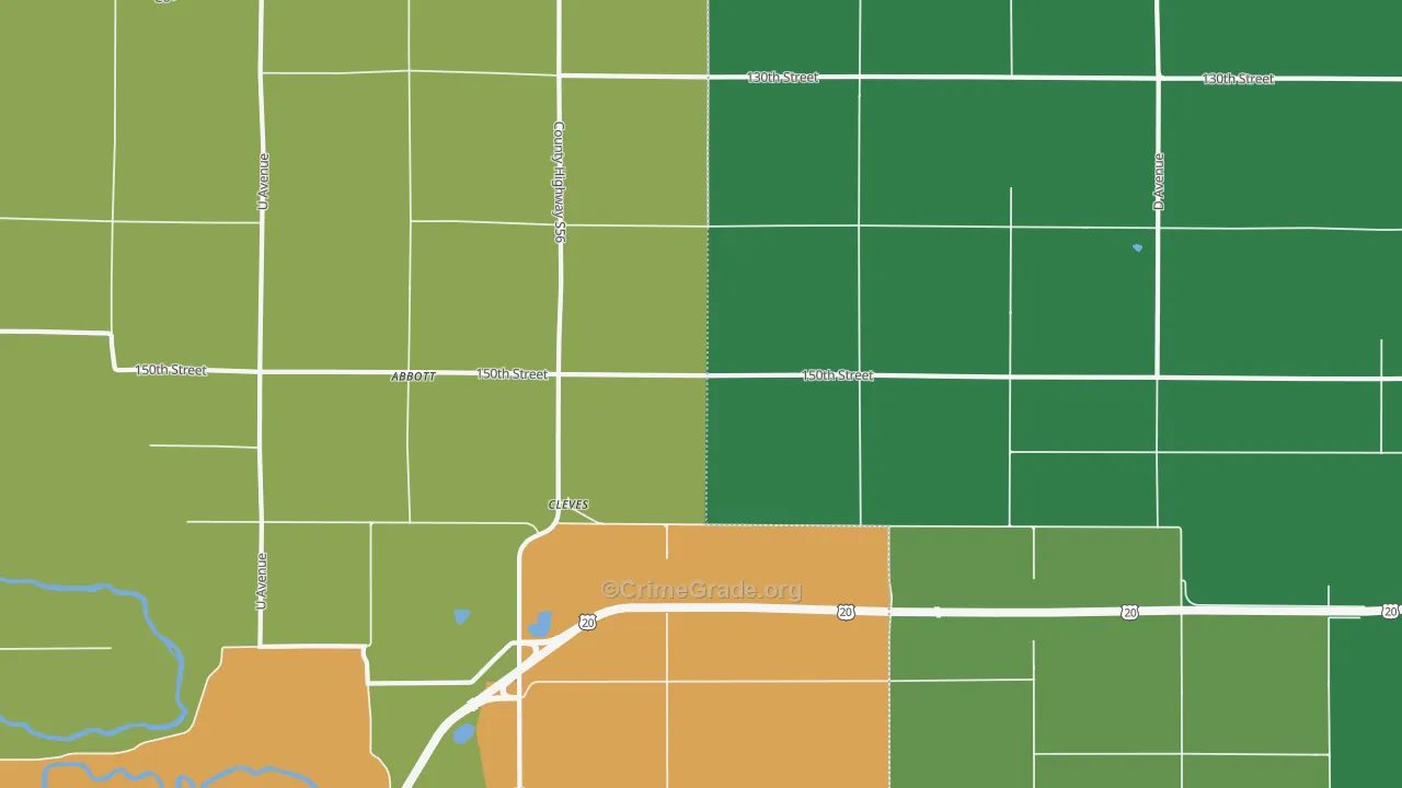Cleves, IA Map of Murder Rates