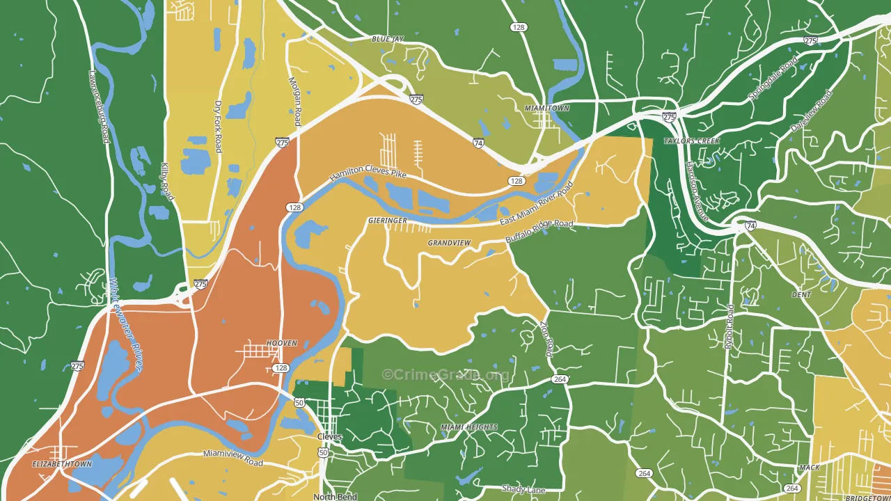 Cleves, OH Map of Murder Rates