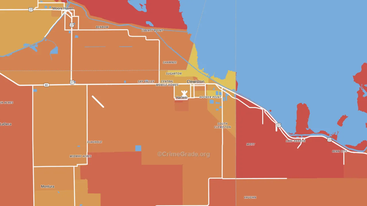 Clewiston, FL Map of Murder Rates