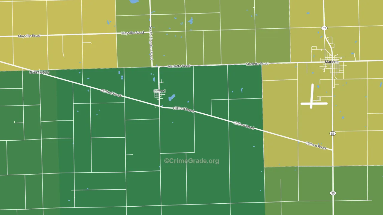 Clifford, MI Map of Murder Rates