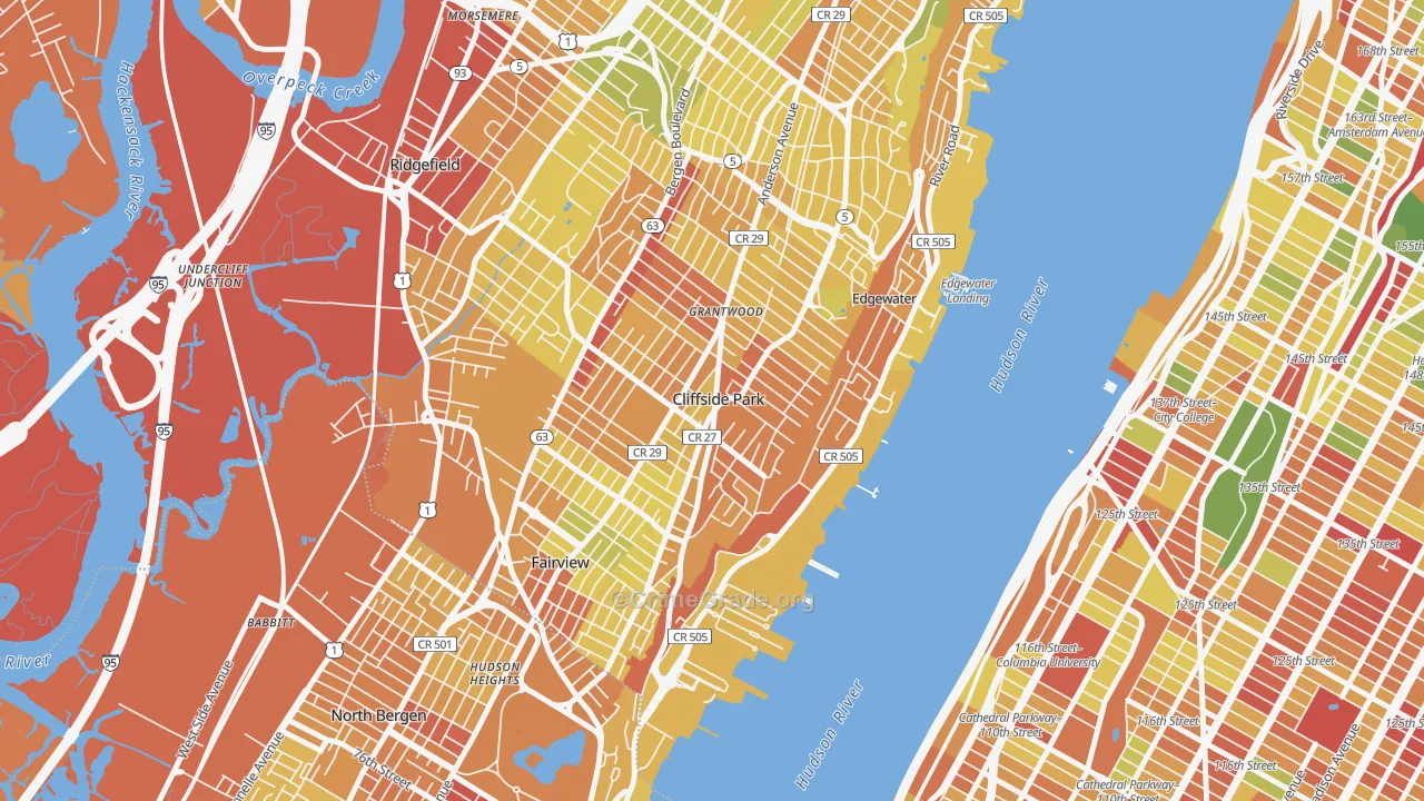 Cliffside Park, NJ Map of Murder Rates