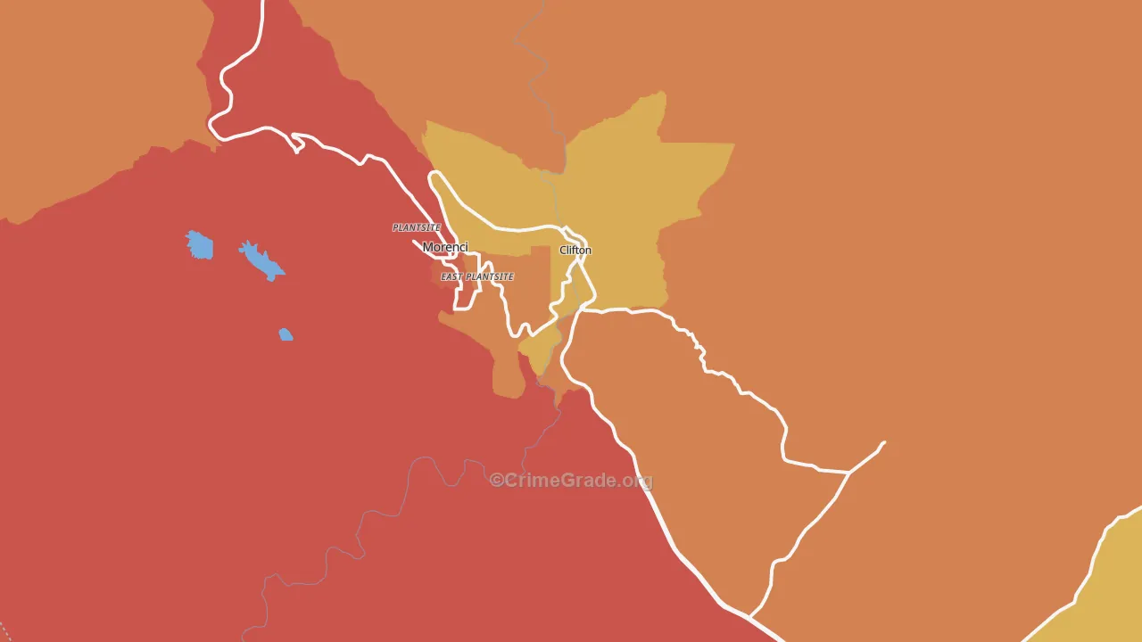 Clifton, AZ Map of Murder Rates