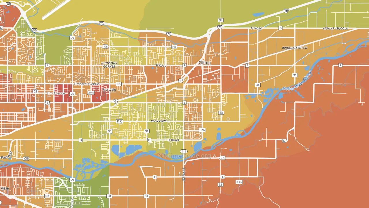 Clifton, CO Map of Murder Rates