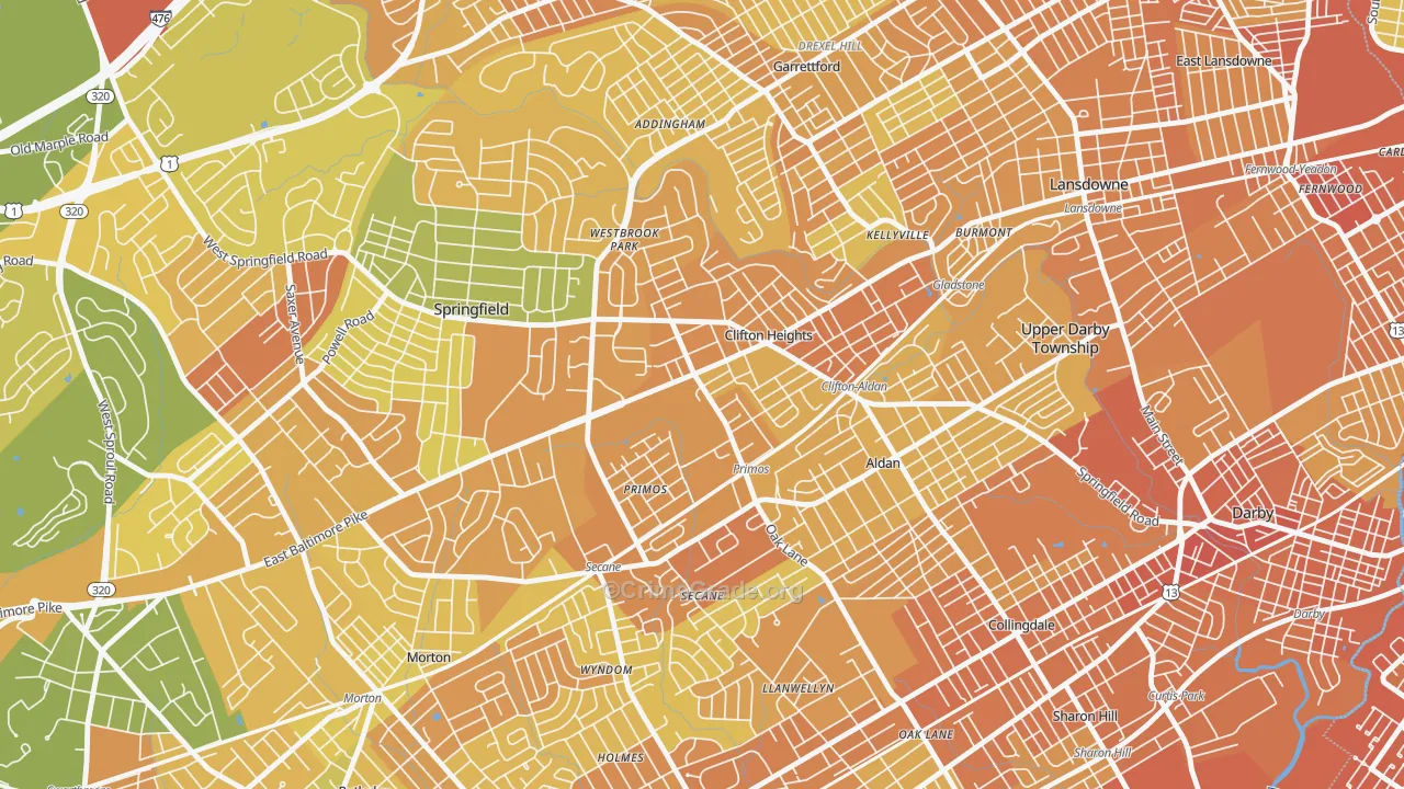 Clifton Heights, PA Map of Murder Rates