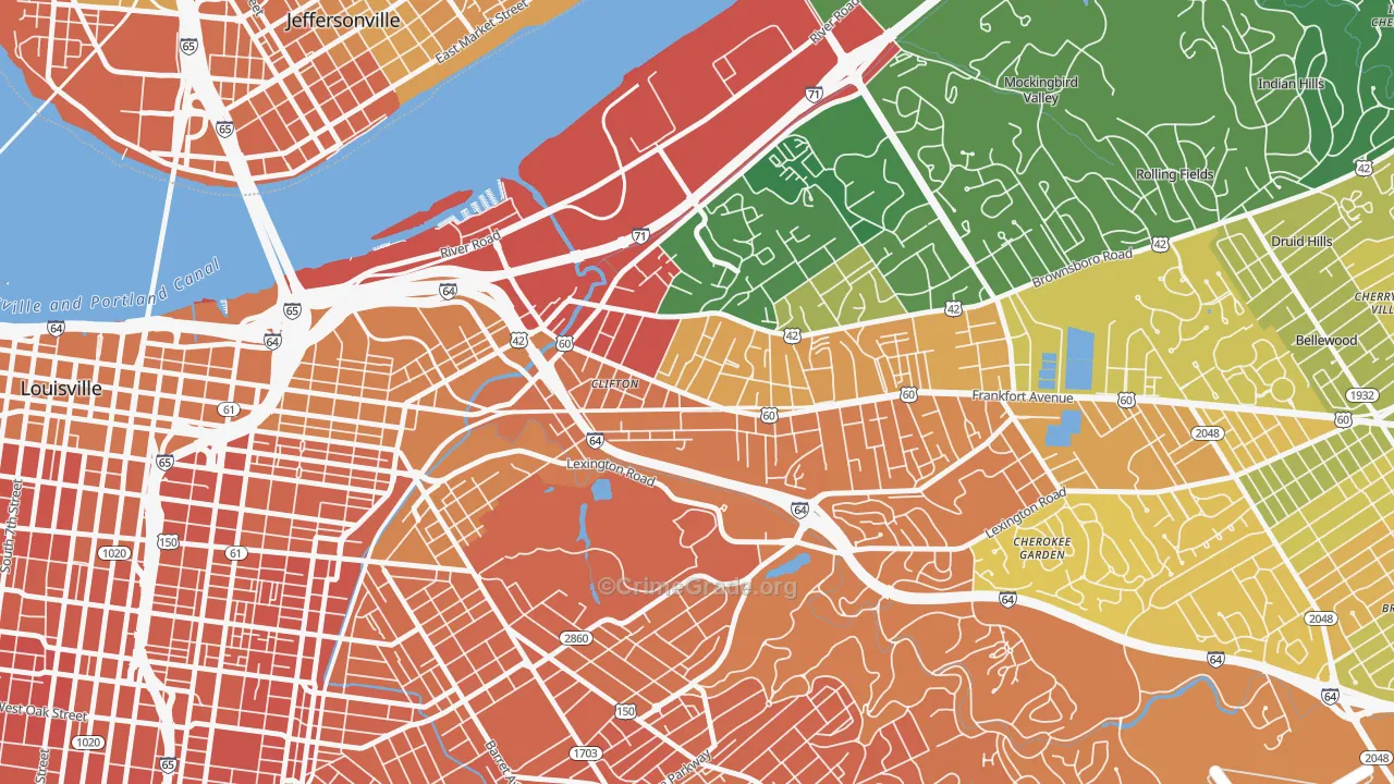 Clifton, Louisville, KY Map of Murder Rates