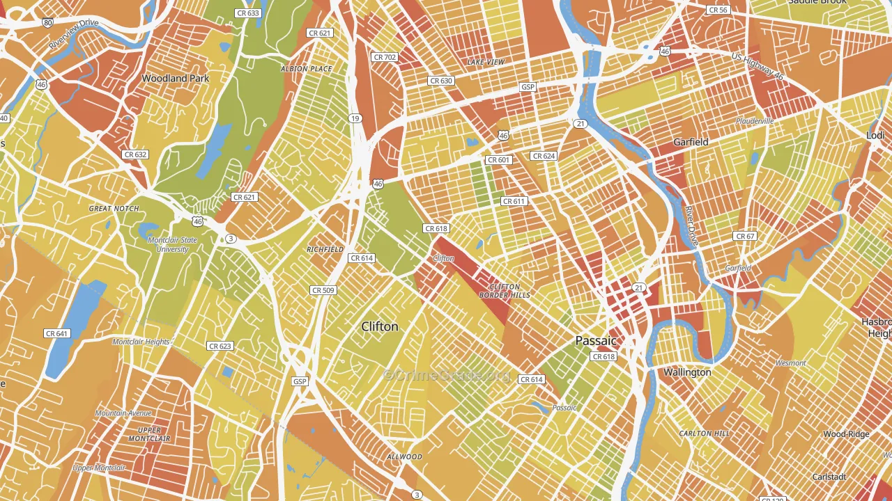 Clifton, NJ Map of Murder Rates