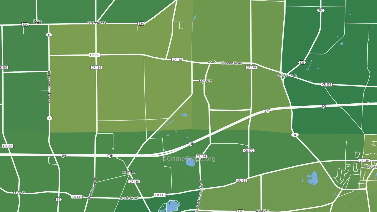 Clifton, NY Map of Murder Rates