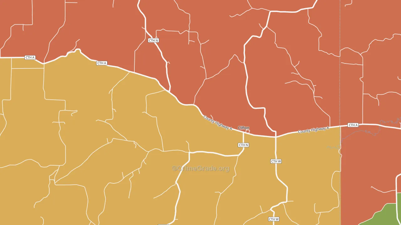 Clifton, WI Map of Murder Rates