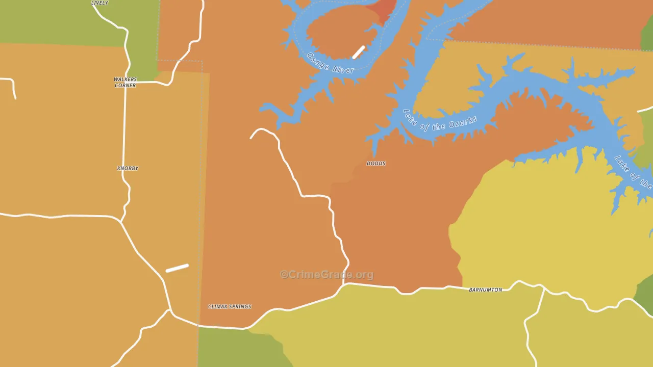 Climax Springs, MO Map of Murder Rates