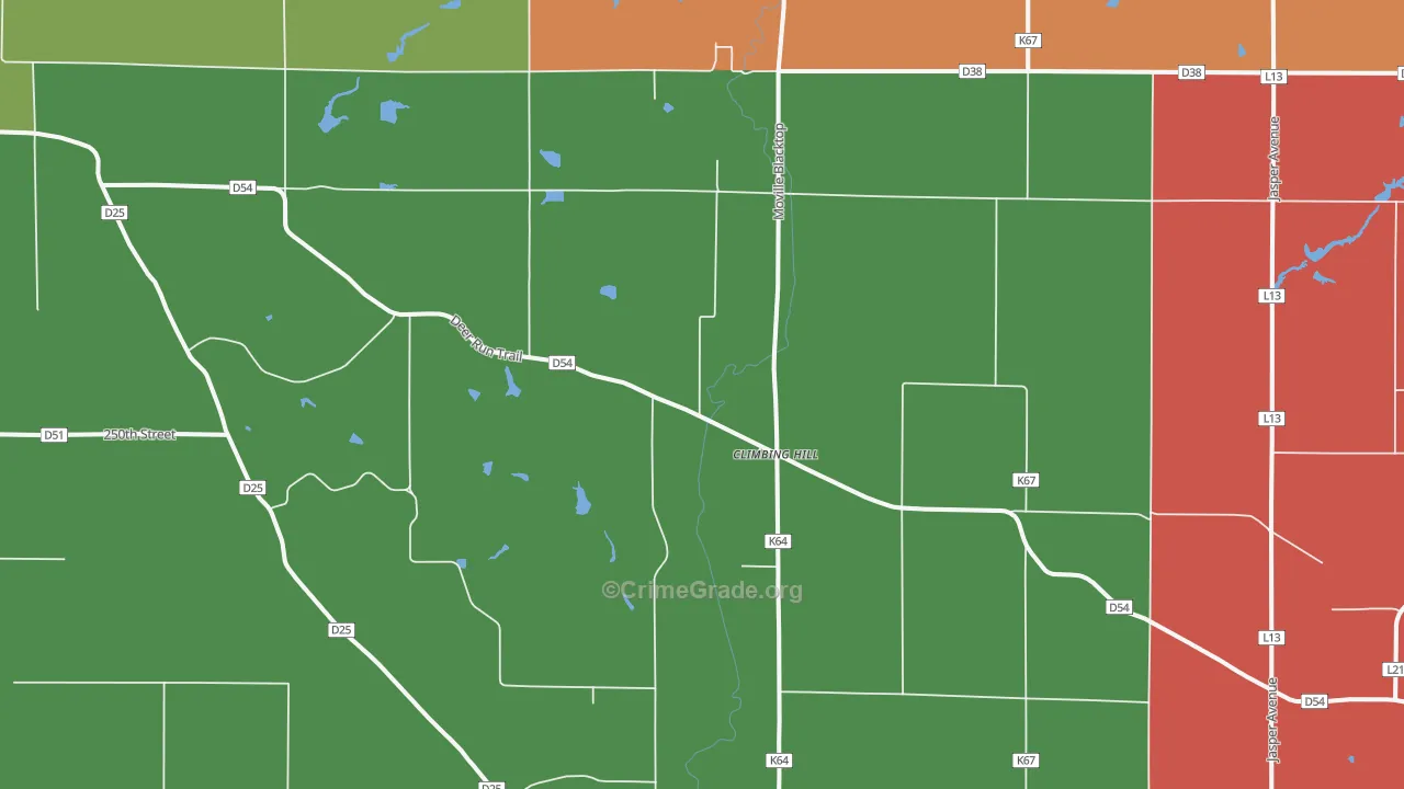 Climbing Hill, IA Map of Murder Rates