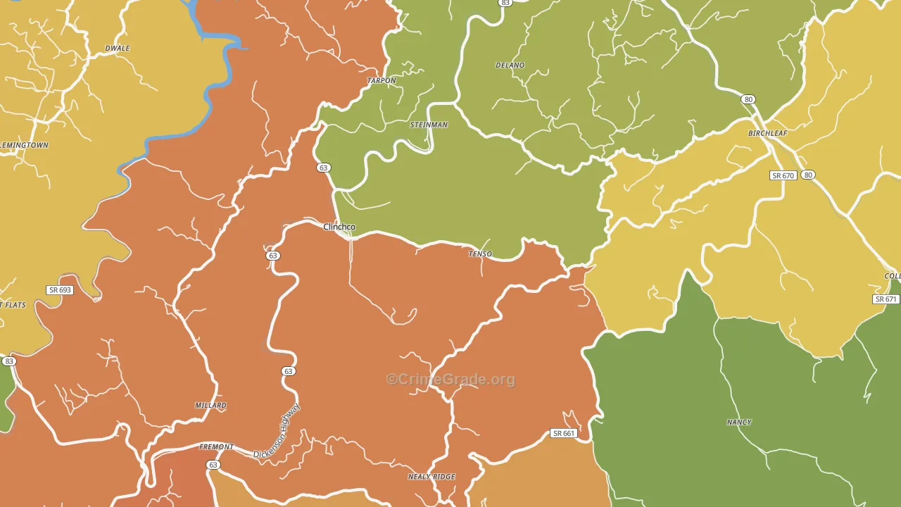 Clinchco, VA Map of Murder Rates