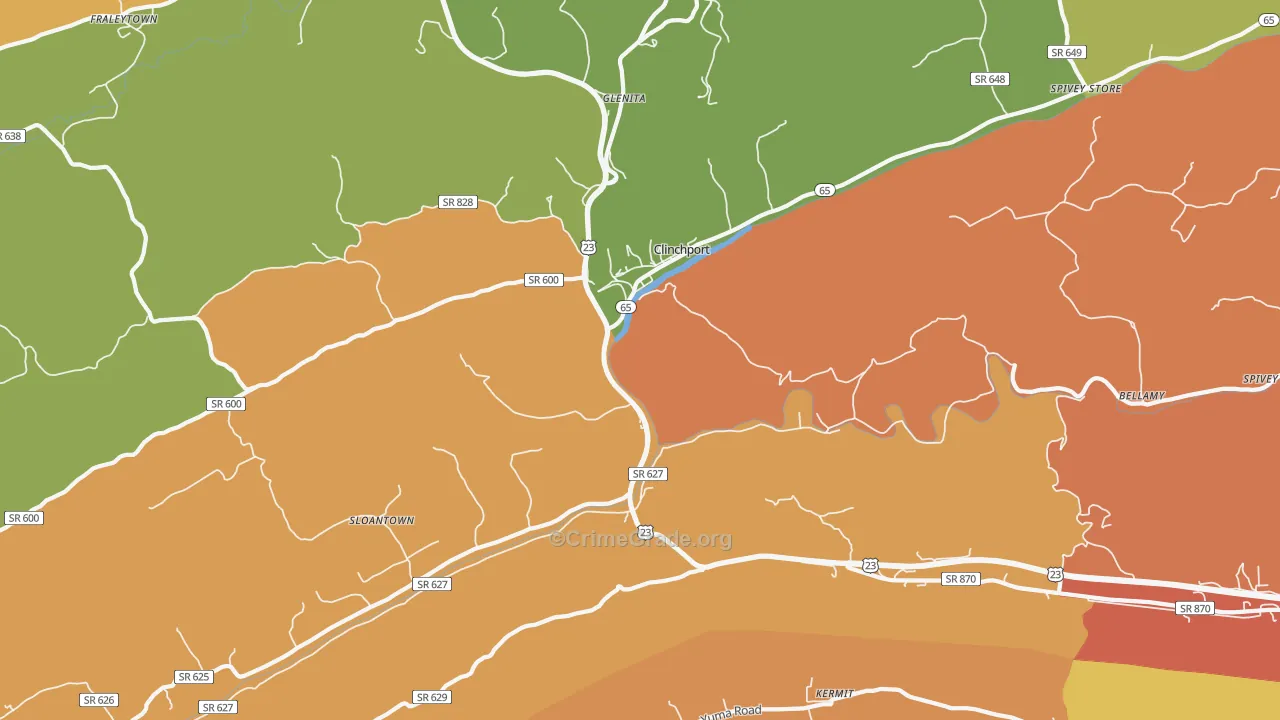 Clinchport, VA Map of Murder Rates