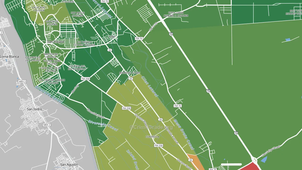Clint, TX Map of Murder Rates
