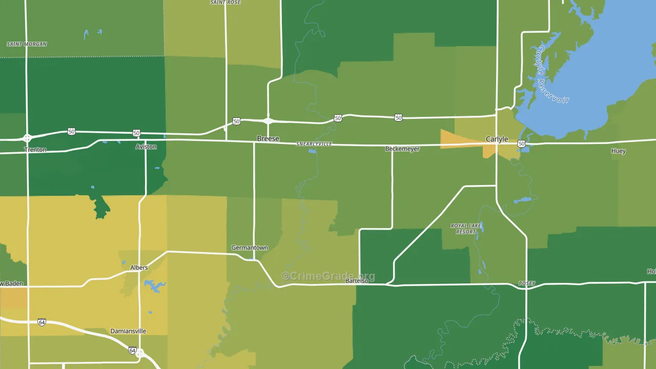 Clinton County, IL Map of Murder Rates