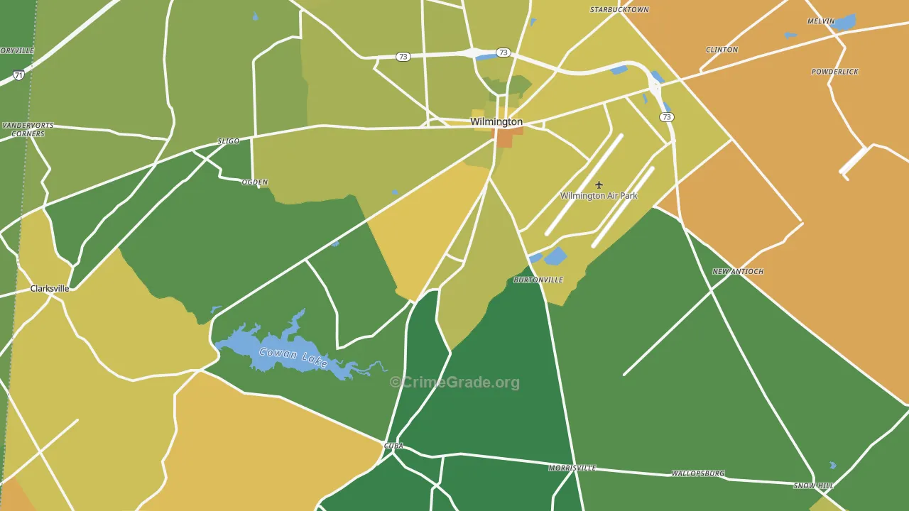 Clinton County, OH Map of Murder Rates