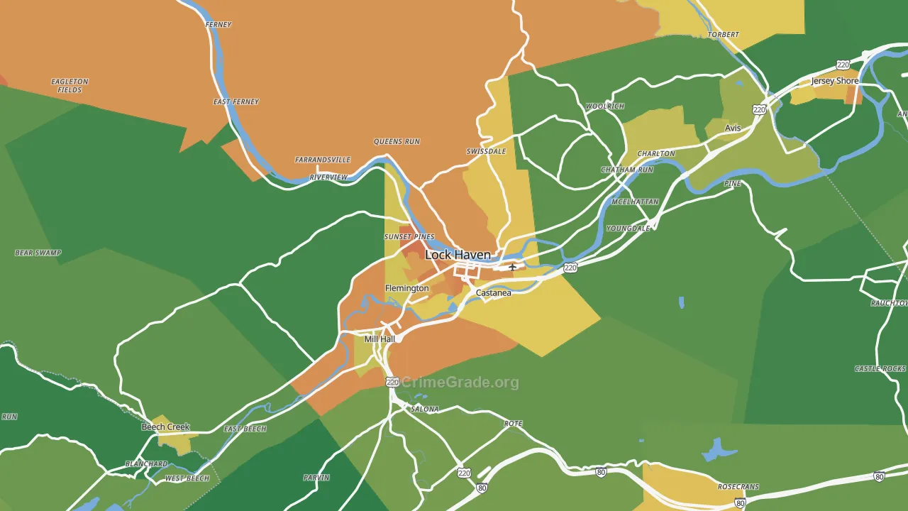 Clinton County, PA Map of Murder Rates