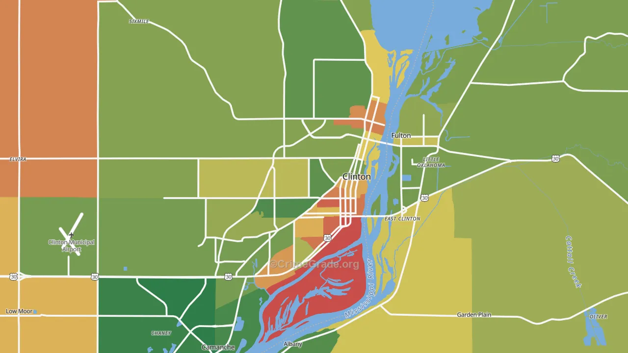 Clinton, IA Map of Murder Rates