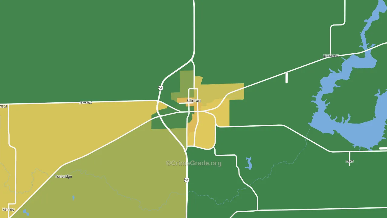 Clinton, IL Map of Murder Rates