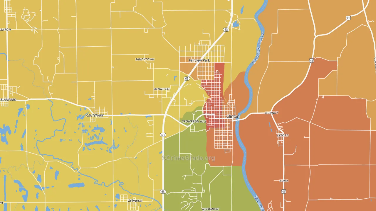 Clinton, IN Map of Murder Rates