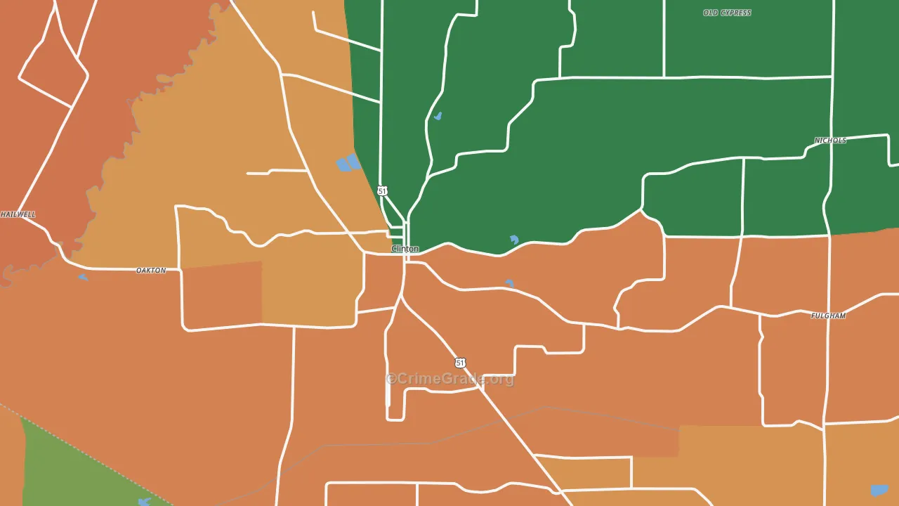 Clinton, KY Map of Murder Rates