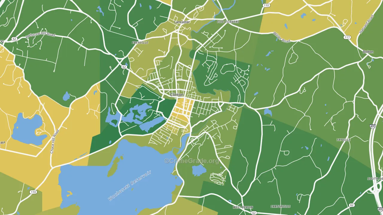Clinton, MA Map of Murder Rates