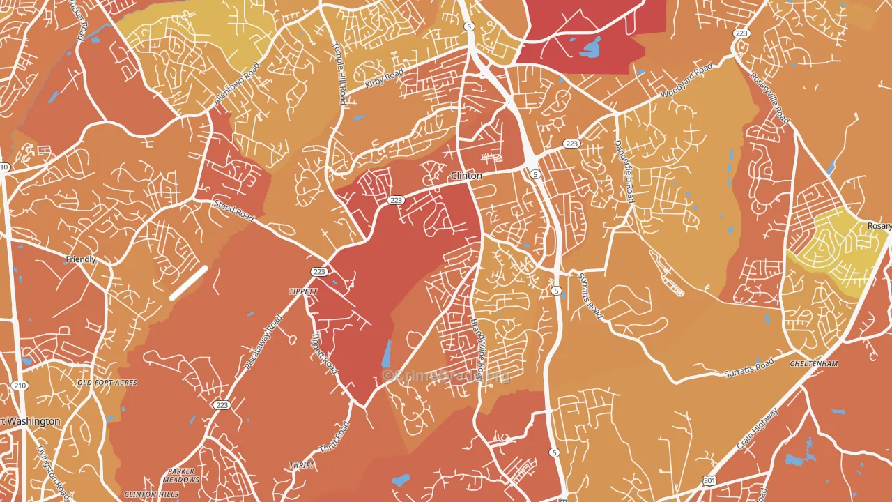 Clinton, MD Map of Murder Rates