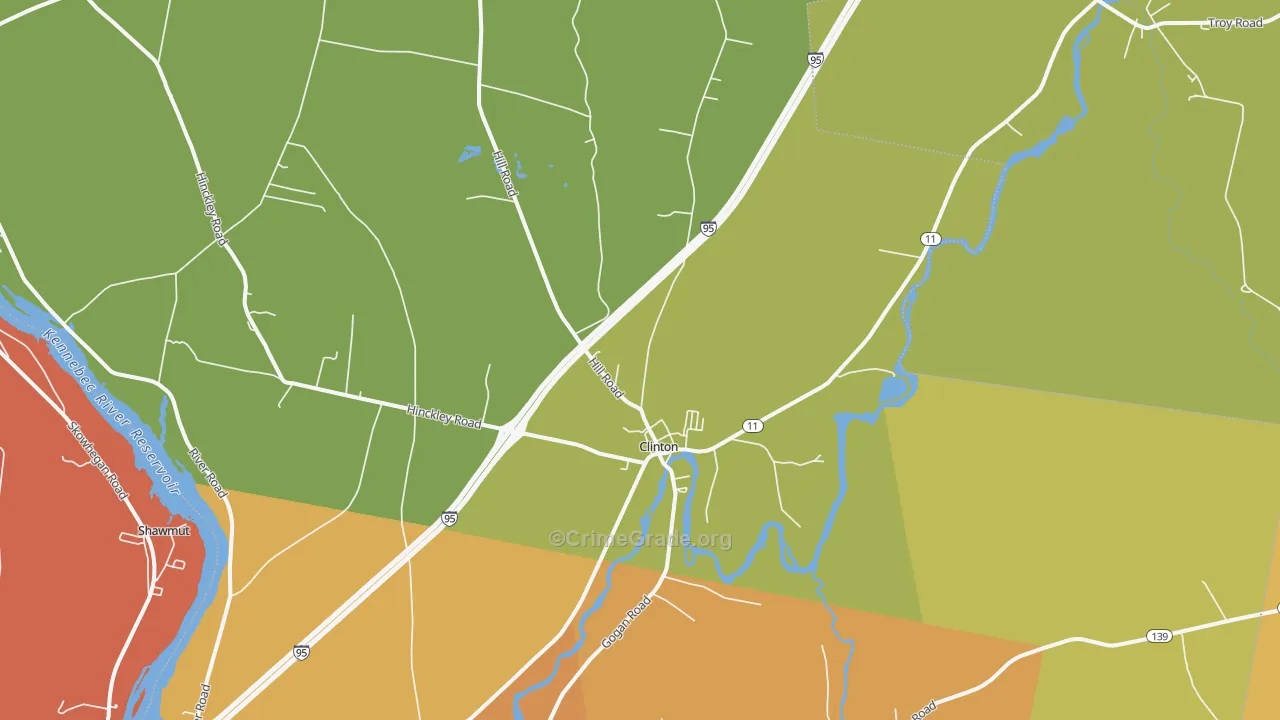 Clinton, ME Map of Murder Rates