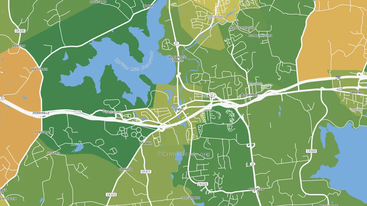 Clinton, NJ Map of Murder Rates