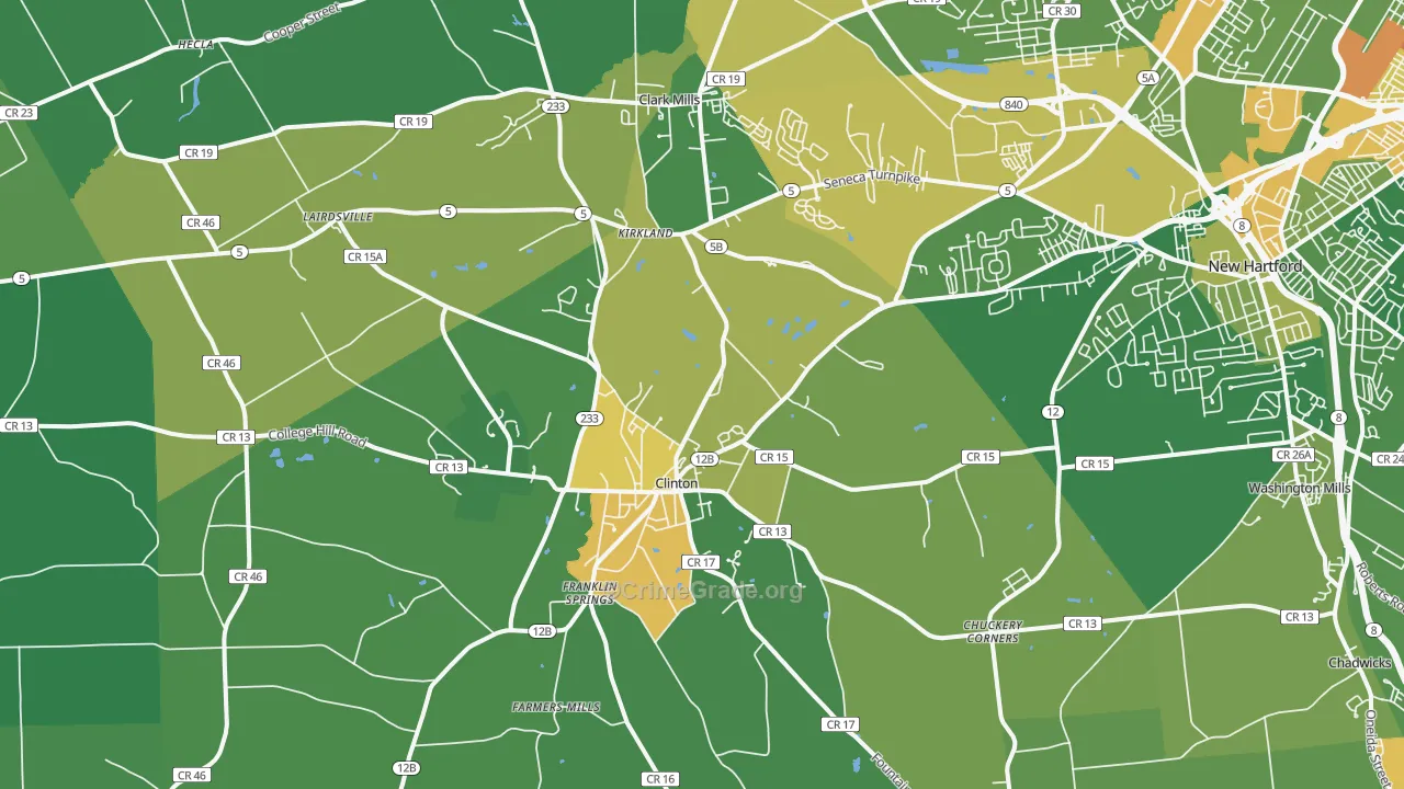Clinton, NY Map of Murder Rates