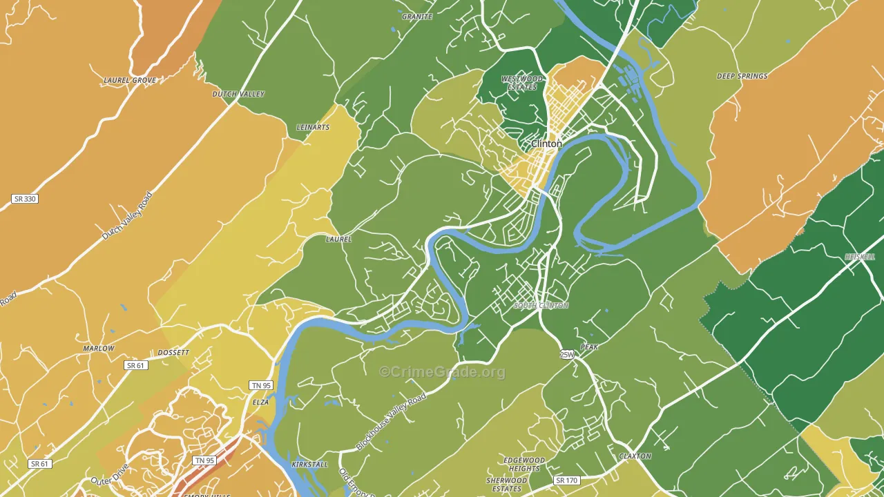 Clinton, TN Map of Murder Rates