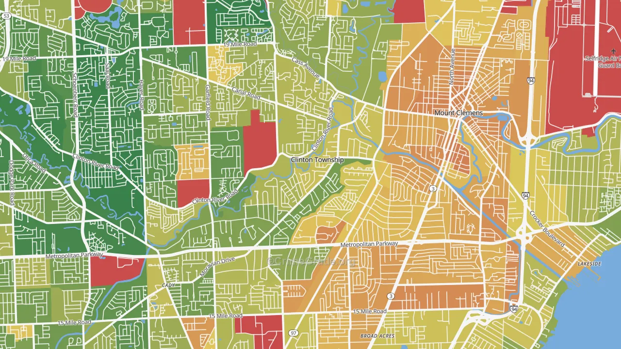 Clinton Township, MI Map of Murder Rates