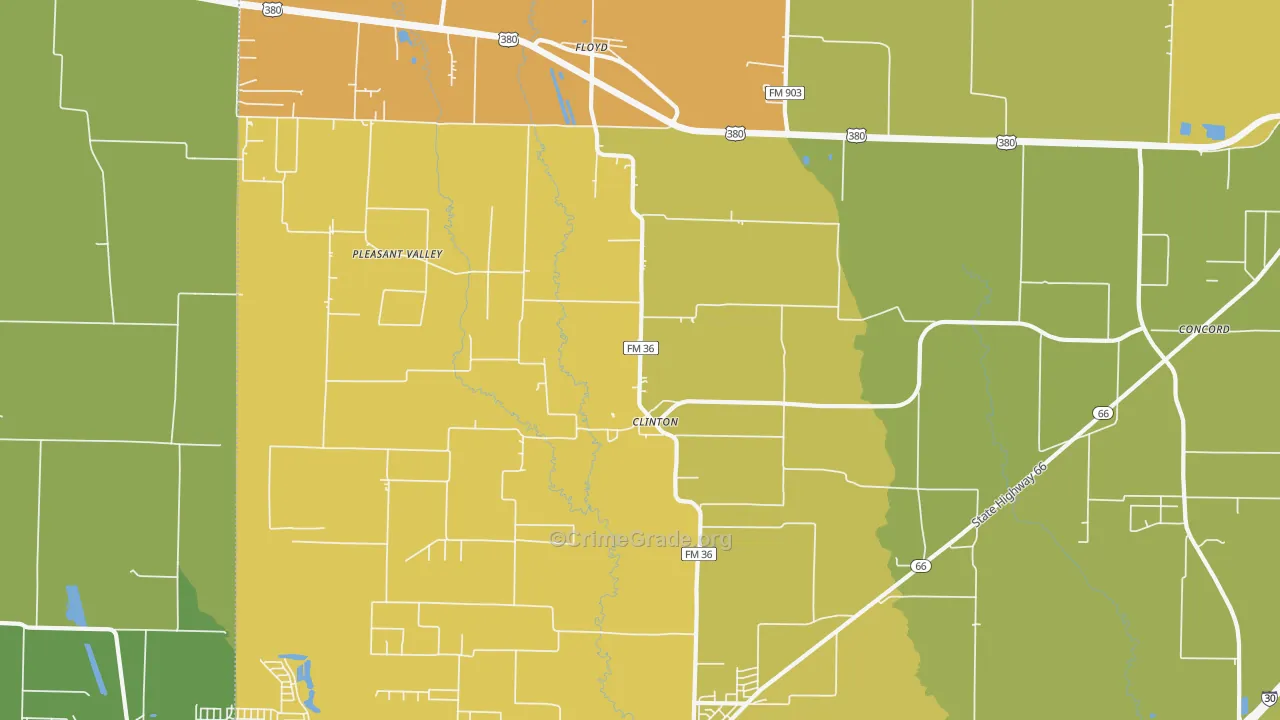 Clinton, TX Map of Murder Rates