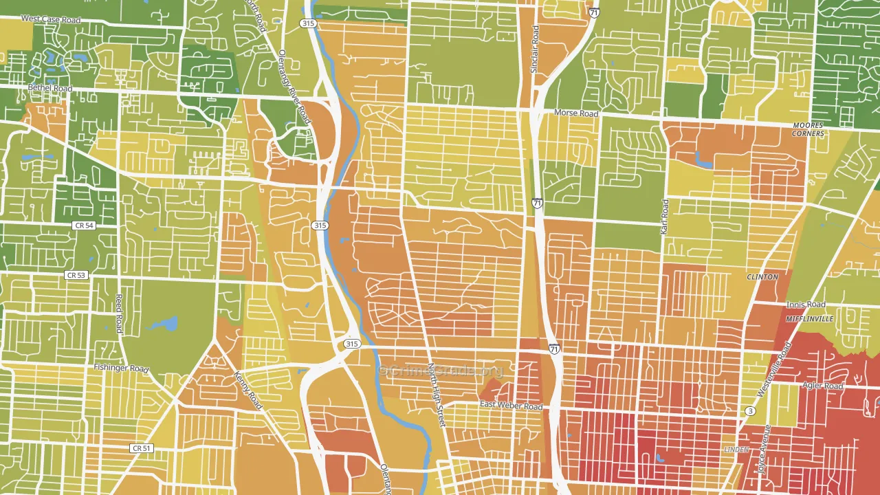 Clintonville, Columbus, OH Map of Murder Rates