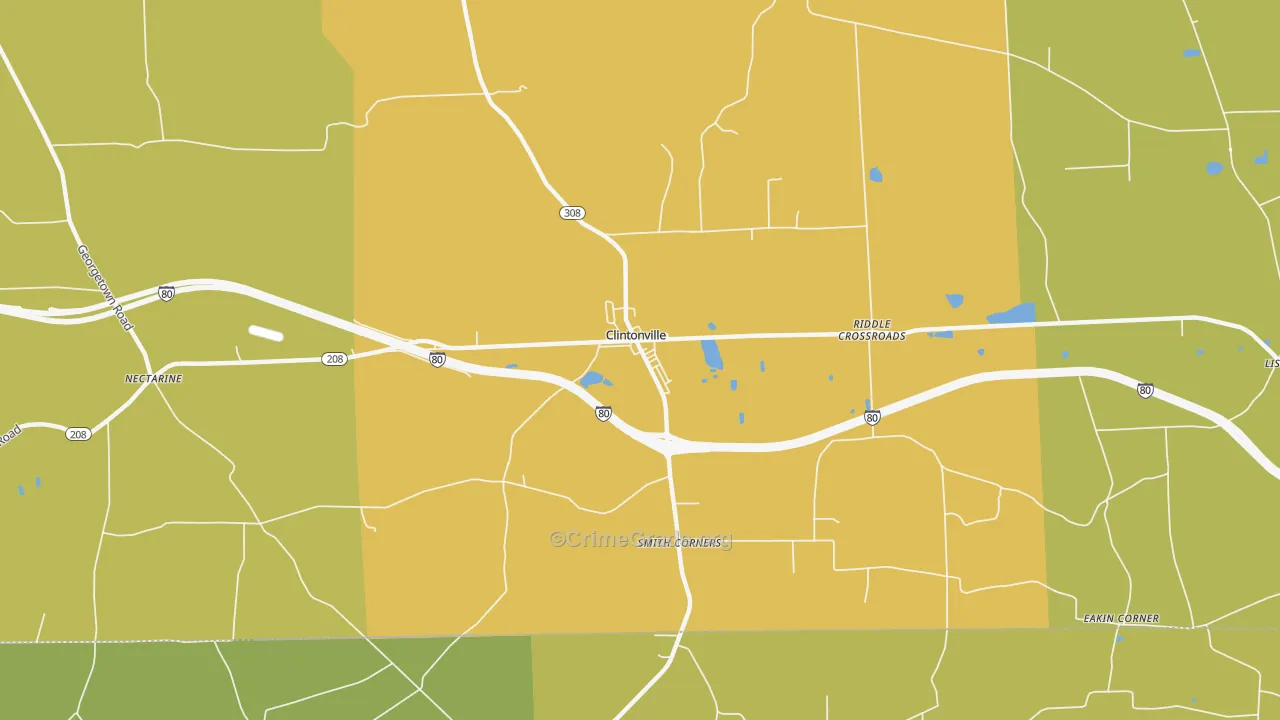 Clintonville, PA Map of Murder Rates